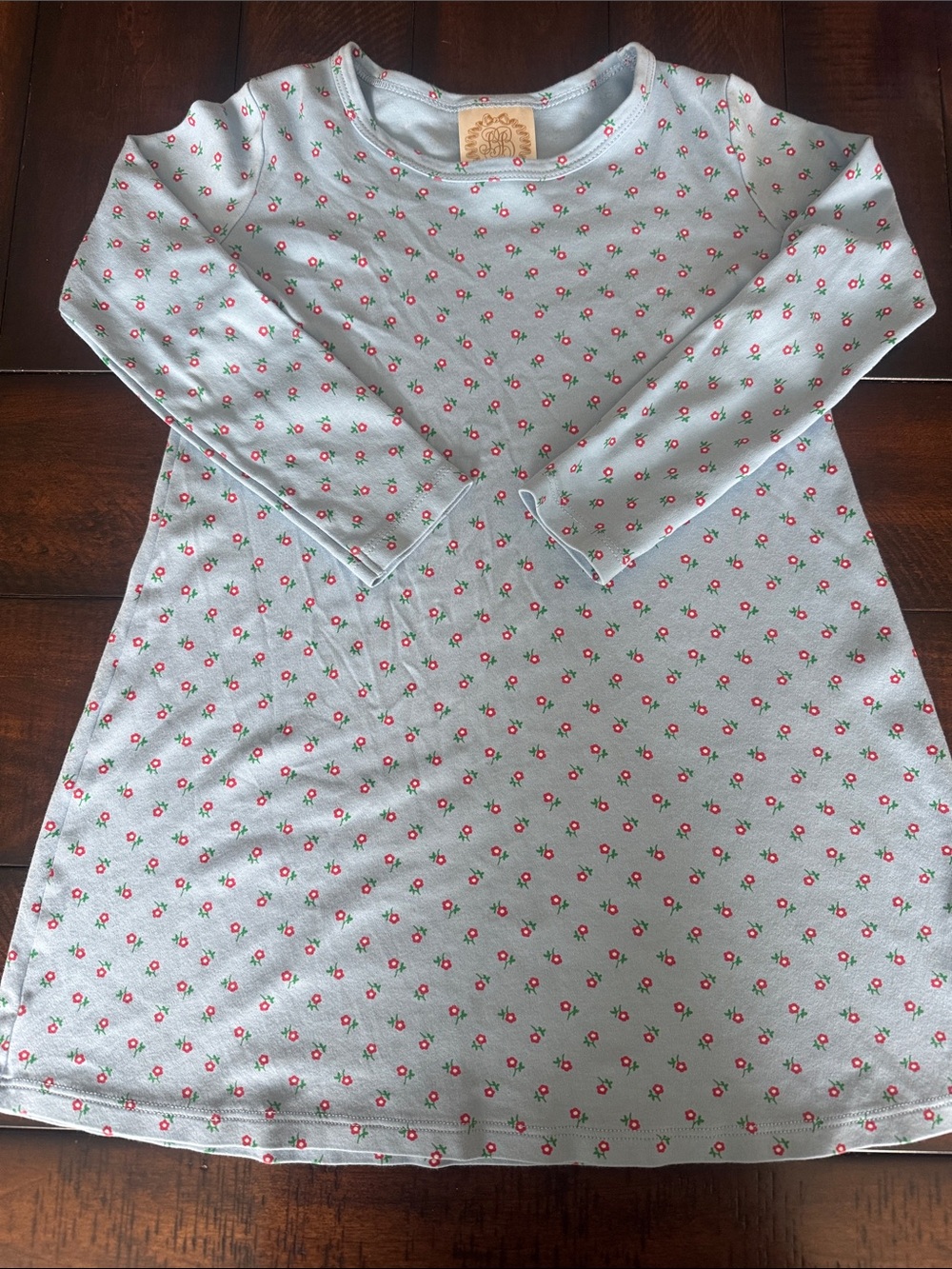 The Beaufort Bonnet Company Long Sleeve Polly Play Dress Blue Floral - Size 7